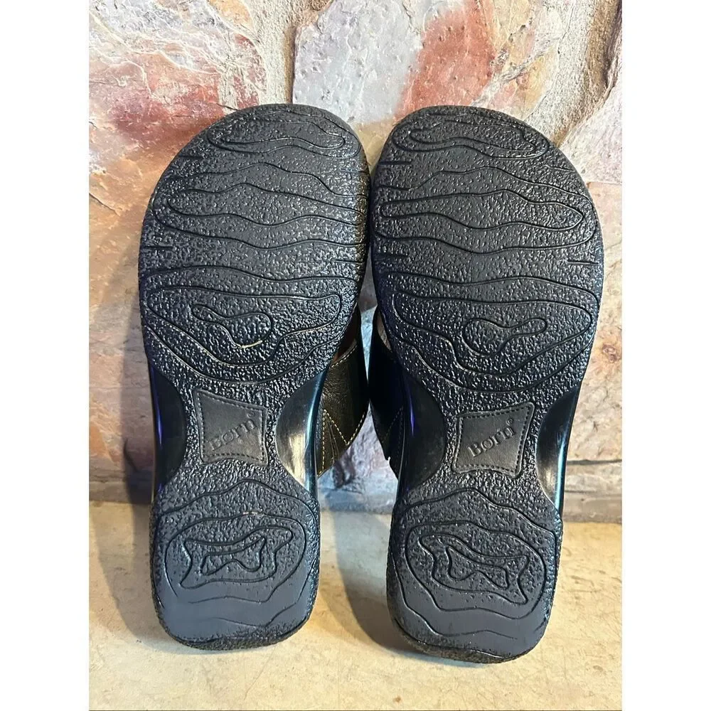 Born MRA9 Women's Size 6 Black Leather Buckle Sandals Opanka Handcrafted